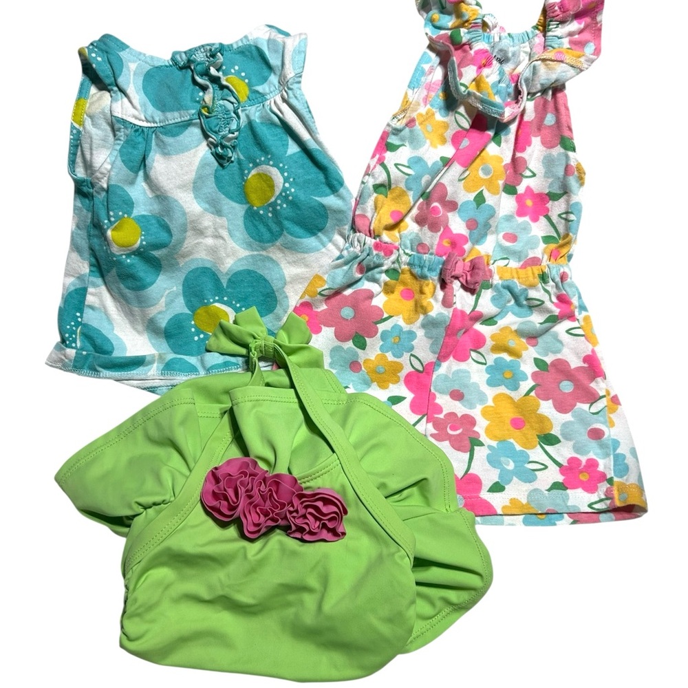 6-9M Girls Bright Bundle with Gymboree Swimsuit , Bright floral, fun, cute !